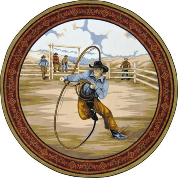 Cowboy Carpets La Riata Round Western Area Rugs  Multi Color - 5 ft. 4 in.