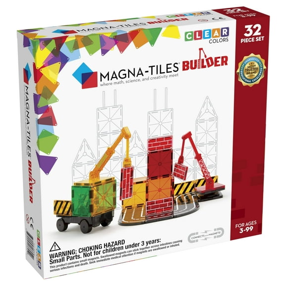 Magna-Tiles Jeu de Construction, le Bâtiment Magnétique Original Carreaux pour le Jeu Créatif Ouvert, Jouets Éducatifs pour les Enfants Âgés de 3 Ans et + (32 Pièces)