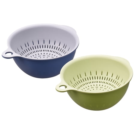 Kitchen Strainer Colander Bowl Set  2 Pcs Small Double Layer Drain Basket Blue  Green