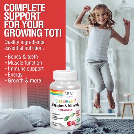 ソラレー 子供用 ビタミン &amp; ミネラル チュアブル 60粒 30回分 ブラックチェリー風味 Solaray Kids Vitamins &amp; Minerals Chewable black cherry