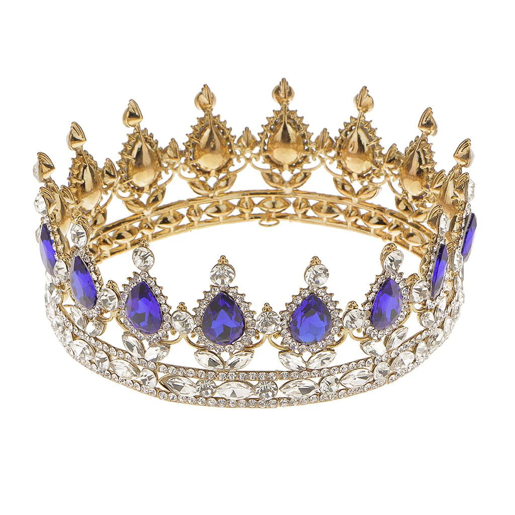 Jewelry King / Queen Crown Rhinestone Tiares Gold Plated Hair