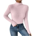 thumbnail image 1 of IROINID Chandail à Col Roulé pour Femmes Couleur Unie Ample Manches Courtes Longues, 1 of 9