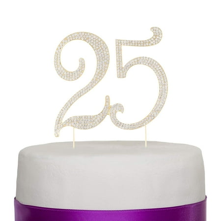 25 Cake Topper For 25th Birthday Or Anniversary Gold Party