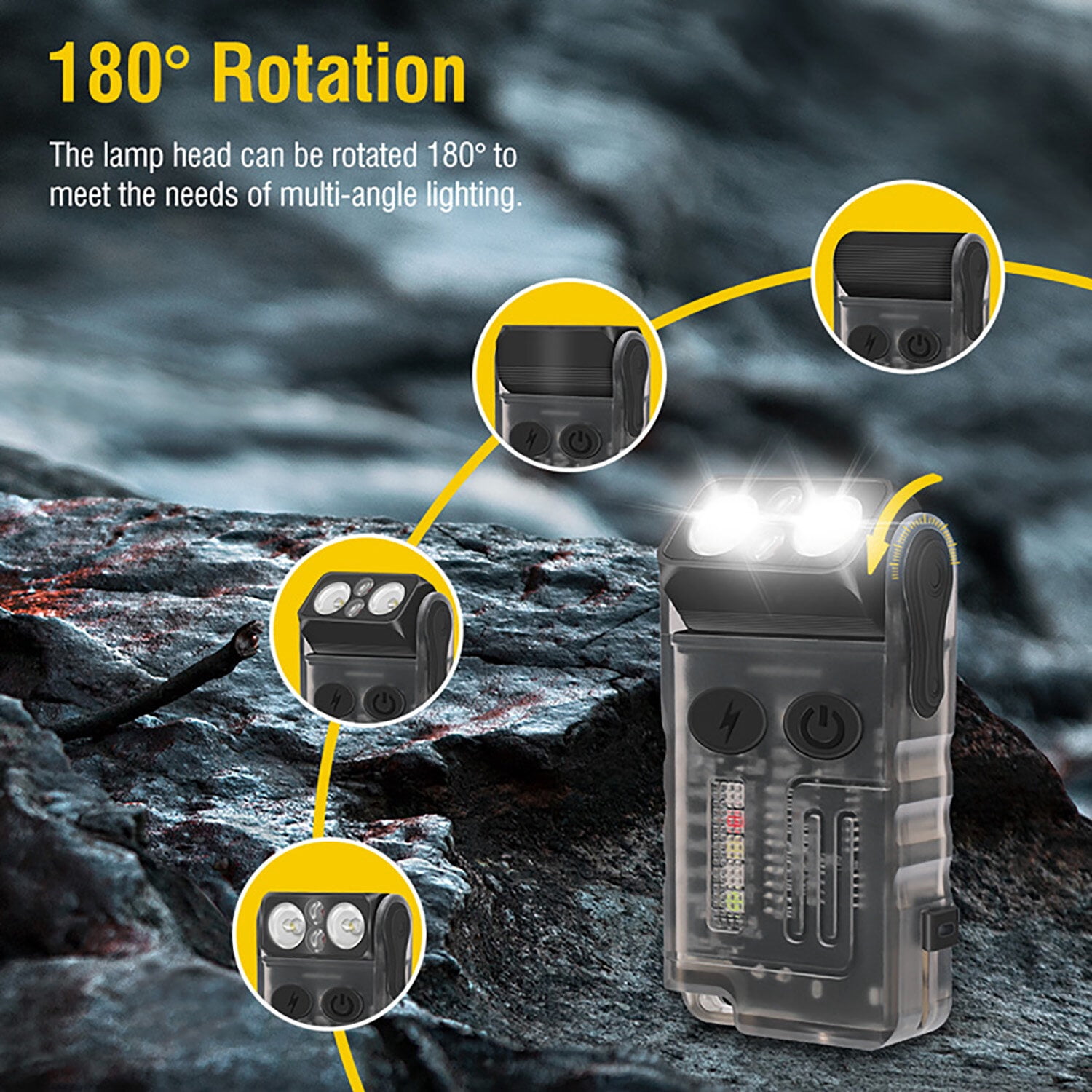 Small EDC Flashlight Powerful 1000 Lumens with Clip, Magnetic, 180 Degree Flashlights USB C Rechargeable, Waterproof Mini LED Pocket Keychain Flash Light Red Blue COB Light 13 Modes