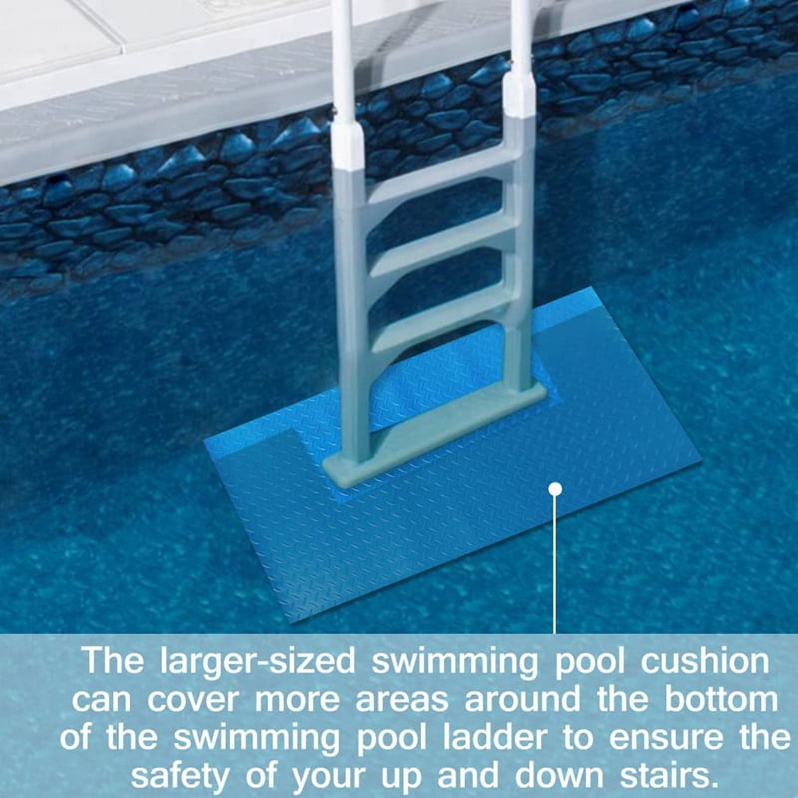 Swimming Pool Ladder Mat – Non-Slip Rubber Step Pad, Wavy Texture, Protective Liner Guard, Fits In-Ground Pools, Blue (60x23cm / Other Sizes Available)