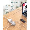 thumbnail image 2 of XUCP-Surge Protector Barre d'Alimentation - Rallonge de 15 Pieds, Multiprise avec 12 Prises AC 3 USB, Prise Plate, Montage Mural Protection contre les Surcharges, 1050J, Station de Charge pour Bureau Dortoir Maison Bureau, 2 of 4