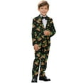 thumbnail image 2 of Xoenoiee Beagle Dog Hat Shamrock Print Boys Suit for Kids Tuxedo Wedding Ring Bearer Outfit, St. Patrick's Day 2 Pieces Boy Slim Fit Formal Suits with Elastic Band, Size 7-8 Years, 2 of 7