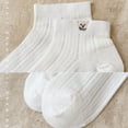 thumbnail image 6 of 4 Pairs Women's Ankle Mesh Socks with Bear Embroidery Lightweight Breathable Knit and Elastic Cuffs - 4 pairs-B, 6 of 7