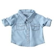 thumbnail image 1 of Baby Boy Girl Adjustable Sleeve Button Down Denim Shirt Tops Blouse, 1 of 6