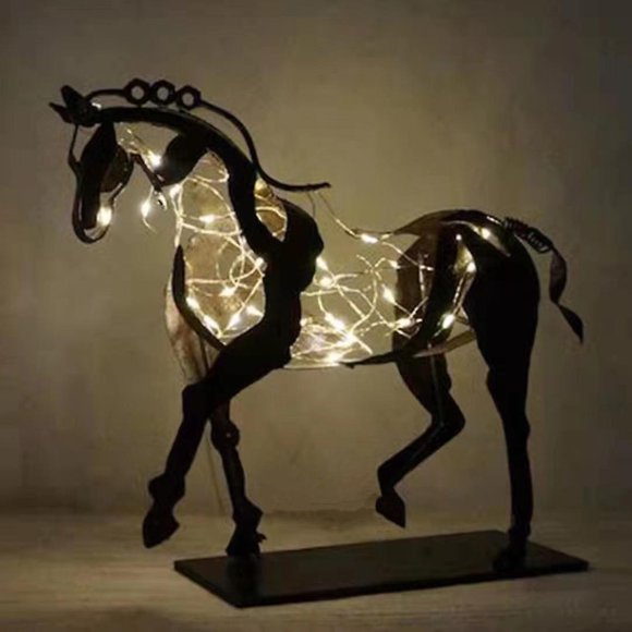 Metal LED Animal Sculpture - Horse Sculpture Home Restaurant Decoration Housewarming Gift_Special Gift 2569