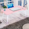 thumbnail image 2 of Foldable Laptop Table Lapdesk, Large Bed Tray Multifunction Laptop Desk with Storage Drawer, Portable Mini Picnic Desk,Notebook Stand Read Holder for Sofa Couch Floor (Pink), 2 of 7