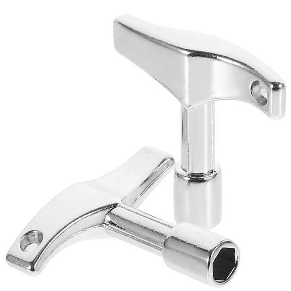 2 Pcs Hexagonal Square Zinc Alloy Tuning Key Drum Dial Mallet Silver