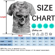 Rebaike Mens Graphic T-Shirt 3D Skull Skeleton Print Gothic Style