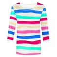 thumbnail image 4 of Gaecuw 3/4 Sleeve Shirts for Women Summer Tops Blouses Three-Quarter Sleeve T Shirts Regular Fit Pullover Tees T-Shirts Striped Tops Crew Neck Blouses T Shirts Pullover Tops Summer Tees Tops, 4 of 4
