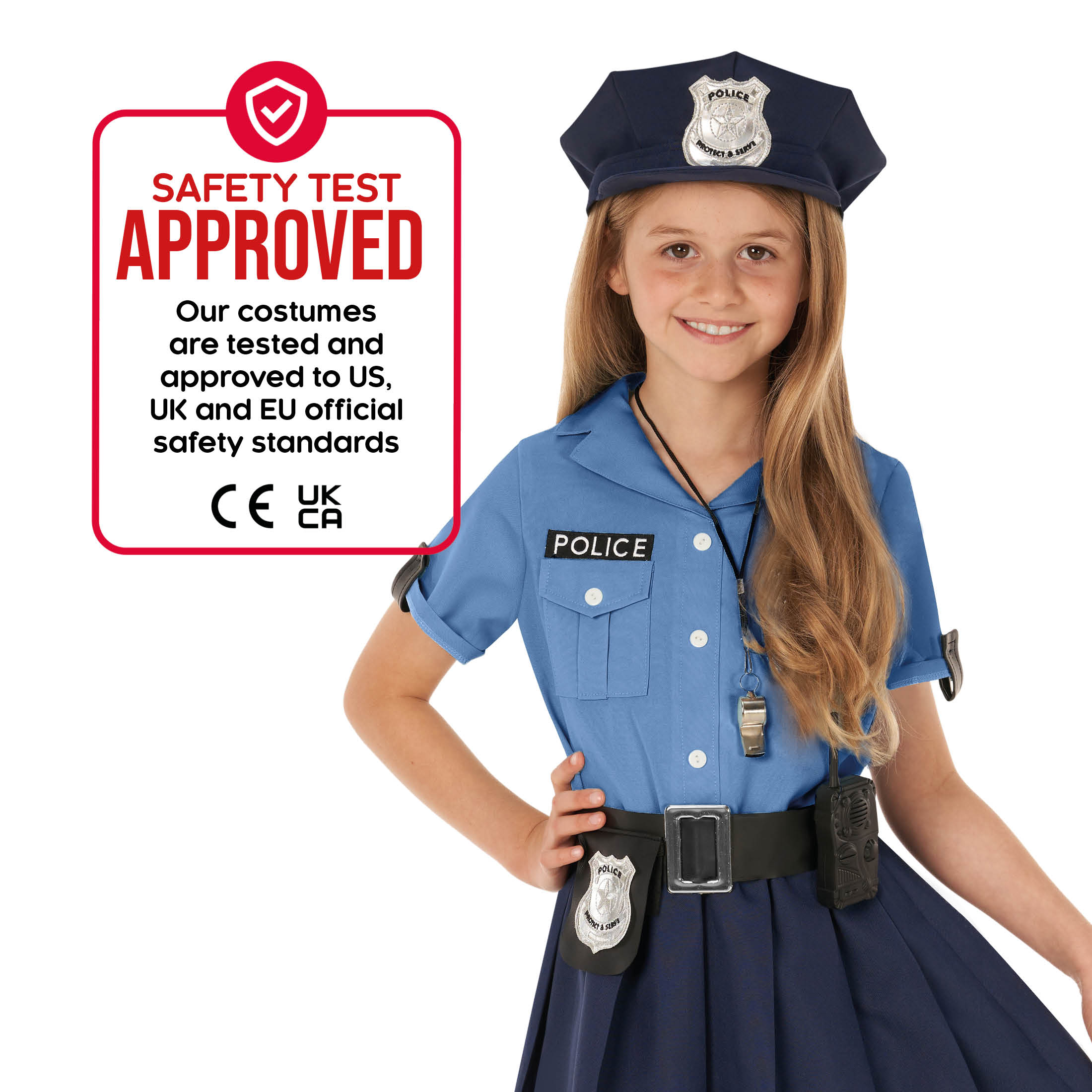 Costume De Policier Pour Fille - Sweat-shirt Jumpsuit Bleu, Taille Enfant - Pour Halloween, Cosplay, Anniversaire, Jeux De Rôle