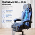 thumbnail image 4 of Mr IRONSTONE Ergonomic Gaming Chair with Massage Lumbar Support and Footrest, Heavy Duty 400lbs Computer Chair for Adults, Blue/Black, 4 of 8