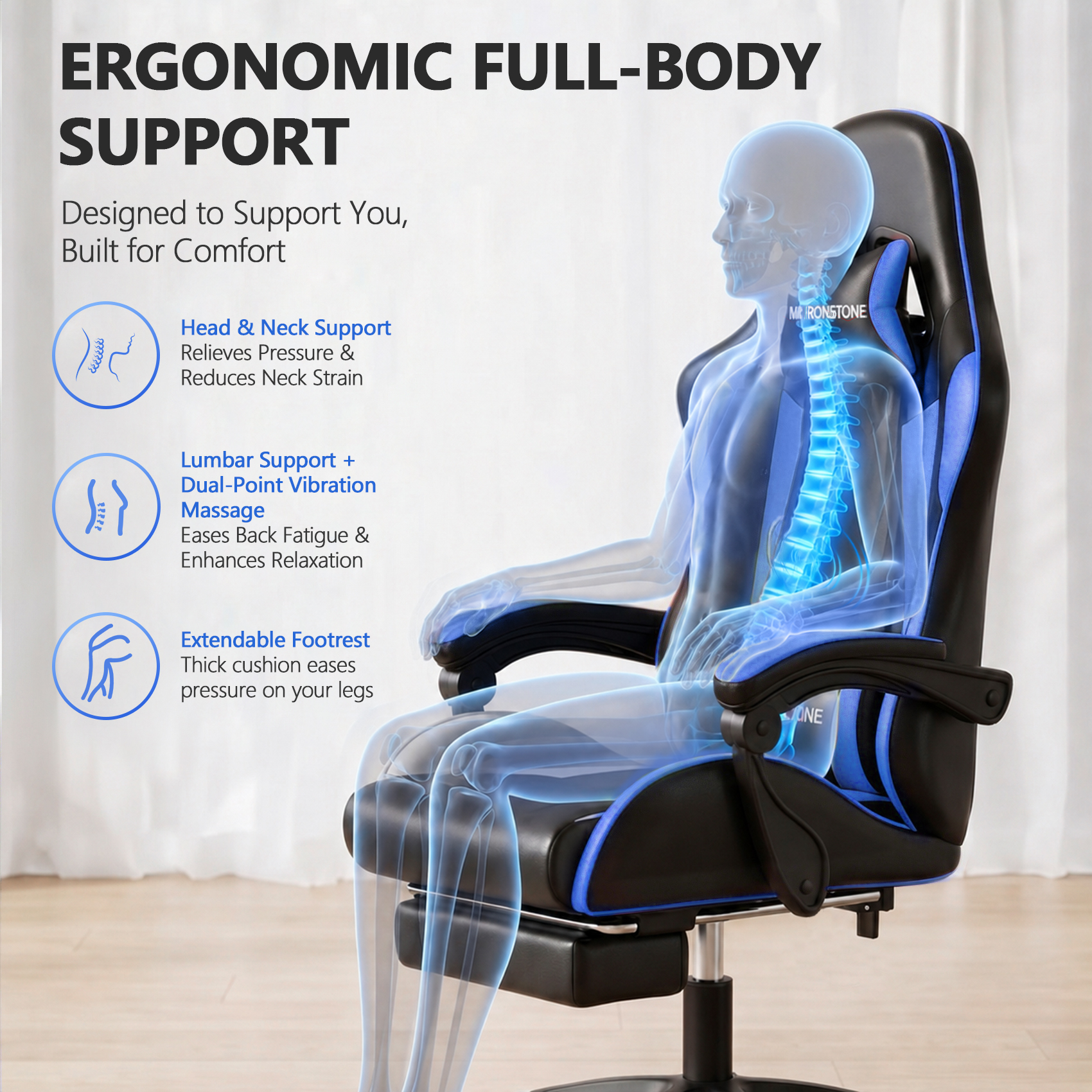 Mr Ironstone Ergonomic Gaming Chair With Massage Lumbar Support photo 4