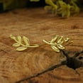 thumbnail image 6 of AFFY Tiny Olive Leaf Ear Crawler Climber Earrings Womens in 14k Yellow Gold over Silver, 6 of 6