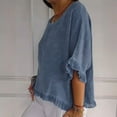 thumbnail image 3 of Plus Size Tops for Women Dressy One Shoulder Round Neck Ruffled Hem Mid Sleeve and Linen Top Casual Ruffle Solid Short Sleeve Blouse Tops for Women Summer Tops with Sleeves for Women 2025 Vacation, 3 of 5