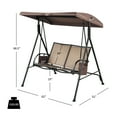 thumbnail image 3 of Topbuy 2-Person Patio Swing Seat Outdoor Porch Swing All Weather Hammock w/Canopy & Storage Pockets Brown, 3 of 6