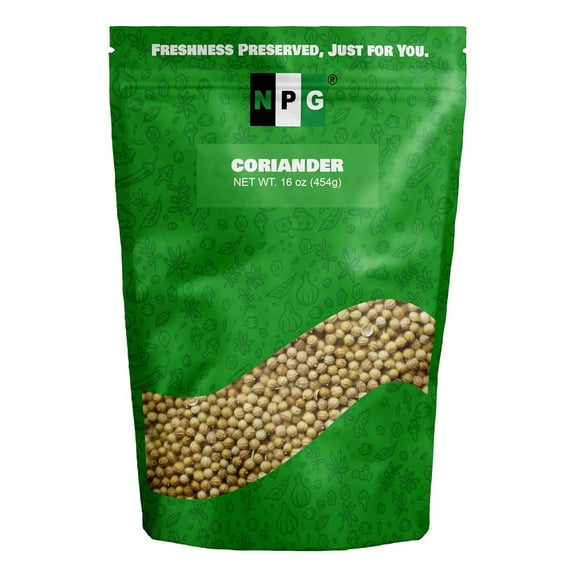 NPG Coriander Seed 16 oz, Whole Cilantro Seeds for Cooking & Seasoning, Spice for Indian & Middle Eastern Cuisine, Fresh Citrus Aroma, Nutty Flavor, Non-GMO, Gluten Free