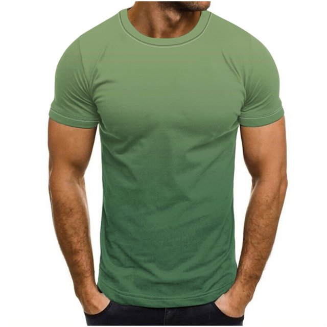 Camisetas de Cuello de la Tripulación de los Hombres de Poliéster Impreso en Seco Rápido, Cuello Redondo de Corte 3D para Gimnasio, Carrera, Ciclismo Y Desgaste Informal