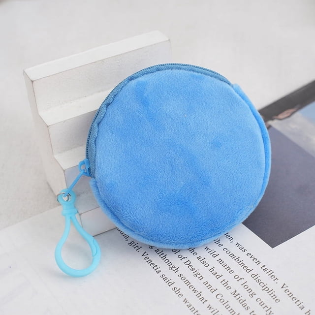 Monedero redondo de peluche de color caramelo, llavero, billetera bonita, tarjetero para mujer, monedero sencillo