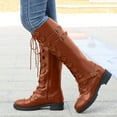 thumbnail image 2 of Splozh Knee High Boots Women Suede Knee High Boots Women Fashion Combat Boots Chunky Platform Lace Up Lug Sole Boots for Women Brown,US 7.5, 2 of 6
