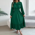 thumbnail image 4 of Cavosen Casual Dresses for Women Ruffle Crew Neck Empire Waist Evening Gowns Shirred Long Sleeve Elegant Dress, 4 of 8