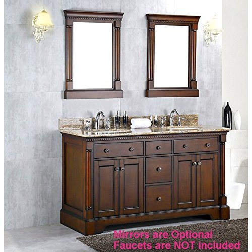 48 inch bathroom vanity traditional style dark brown color (48wx22dx35h) csw3882wtk48. 60 inch dark chestnut brown vanity bathroom cabinet double ceramic sinks faux granite top 3 drawers 4 doors model sym 6043
