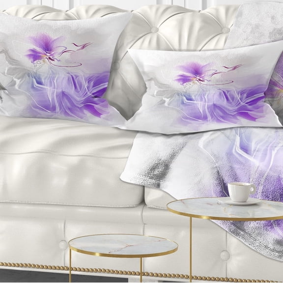 Designart Abstract Painted Blue Floral Design - Floral Throw Pillow - 12x20