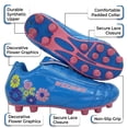 thumbnail image 2 of Vizari Blossom Soccer Cleats for Kids, Toddlers, and Youth – Comfortable and Durable Firm Ground Outdoor Shoes - Blue/Pink, 5, 2 of 9