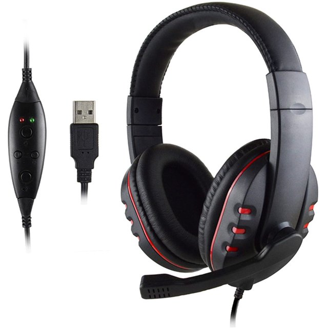 Stereo Gaming Headset for PC, Xbox One, PS4, Nintendo Switch, Wired Gaming Chat Headphones with 3D Surround Sound, Noise-Cancellation Microphone,Volume Control & LED Lights