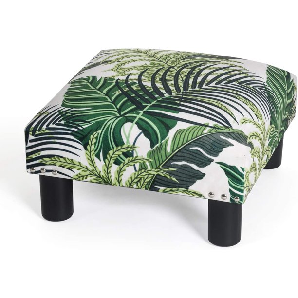 Homebeez 15.7'' Small Ottoman Footstool Square Footrest Leaves