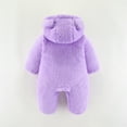 thumbnail image 4 of Gpaecead Toddler Kids Boys And Girls Snowsuit Fleece Lined Onesie Solid Color Cute Long Sleeve Hooded Romper Jumpsuits Purple, 4 of 5