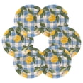 thumbnail image 7 of Yayeee 6 PCS Drink Coasters with Holder Set Woven Absorbent Round Tabletop Hot Pad, Light Blue Plaid, 7 of 7