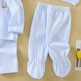 thumbnail image 6 of CAUYDY Newborn Girl Coming Home Outfits Infant Boy Clothes Preemie Layette Long Sleeved Shirt Warm Hat 2Pants Bib 5 Pieces Soft Set for Unisex Baby Fall Sizes One Size,Blue, 6 of 6