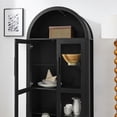 thumbnail image 5 of 71" Tall Arched Storage Cabinet, Kitchen Pantry with LED Lights, Glass Door, Wood Storage Cabinets with Adjustable Glass Partitions for Living Room, Kitchen, 5 of 8