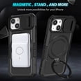 thumbnail image 4 of for iPhone 13 Case with Camera Sliding Cover, [Compatible with MagSafe] with Magnetic Ring Kickstand, Military Grade Heavy Duty Protection Phone Case for iPhone 13, Black, 4 of 10