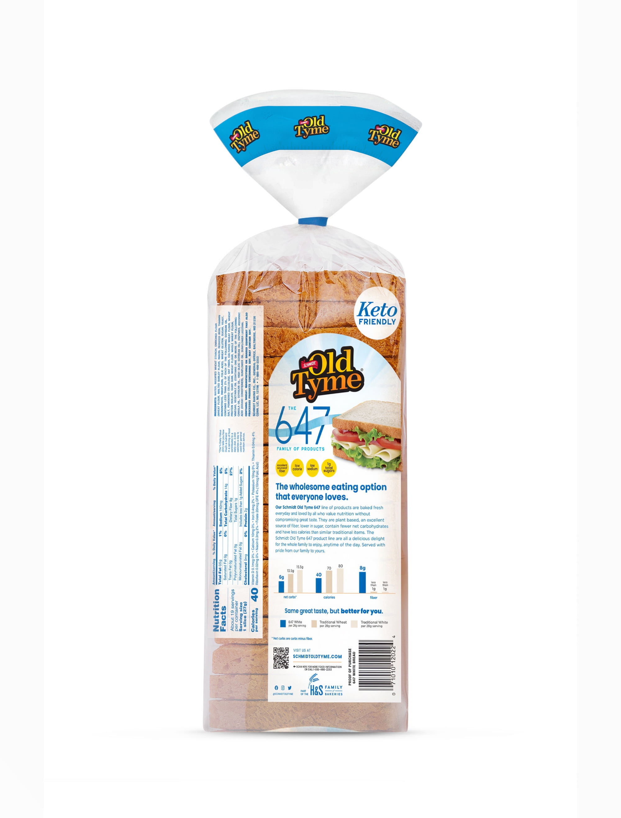 Schmidt Old Tyme 647 White Bread, Keto Friendly, 18 oz Freshly Baked Loaf