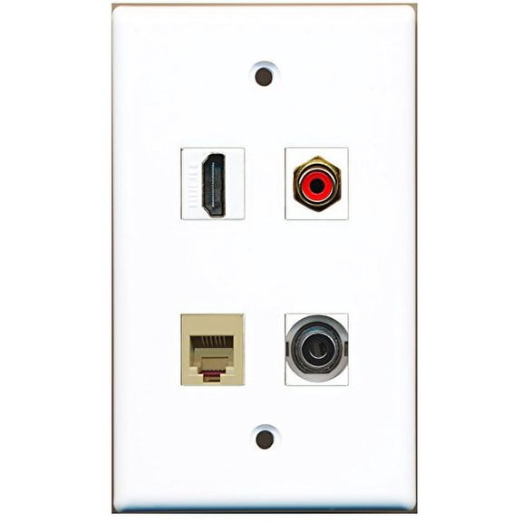 RiteAV - 1 Port HDMI 1 Port RCA Red 1 Port Phone RJ11 RJ12 Beige 1 Port 3.5mm Wall Plate