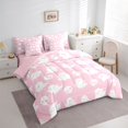 thumbnail image 2 of Homewish Ghost Skull Silhouette King Bedding, Cute Halloween Theme King Bed in a Bag, Pink Reversible, 7pcs, 2 of 7