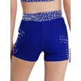 thumbnail image 2 of Hansber Kids Girls Dance Gymnastics Shorts Shiny Rhinestones Elastic Waistband Yoga Tennis Shorts Hot Pants Blue 6, 2 of 7