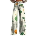 thumbnail image 2 of Yellow Women's Casual Pants, Wide Leg Pants Woman High Waist Floral Patterned Pants Lightweight Loose Fit Casual Colorful Trouser Imitation Jeans,Women's Casual Pants M, 2 of 4