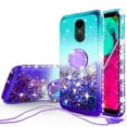 thumbnail image 1 of Compatible for LG Stylo 4 Q710 Case, LG Q Stylus Case, SOGA Rhinestone Floating Liquid Quicksand Cover Cute Phone Case with Embedded Metal Ring for Magnetic Car Mounts and Lanyard - Teal / Purple, 1 of 5