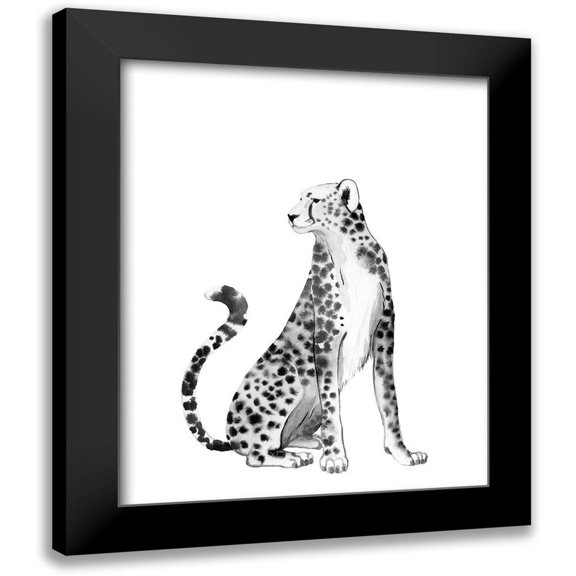 Popp, Grace 12x14 Black Modern Framed Museum Art Print Titled - Chrome Cheetah II