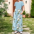 thumbnail image 2 of Isvgxsz New Summer Dresses for Girls Fashion Print A-Line Long Dress Short Sleeve Crew Neck with Pocket Quick Drying Flower Girl Dresses 13-14 Years（170） Blue1, 2 of 8