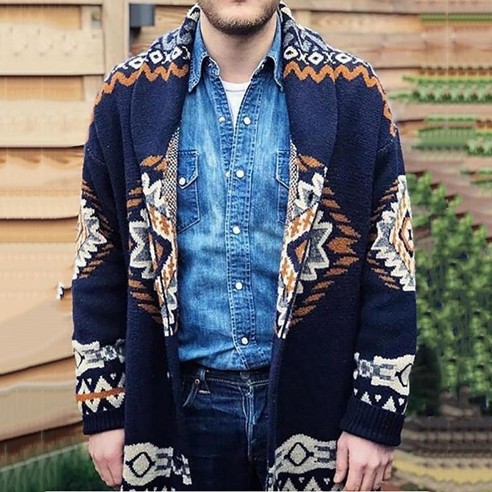 Blue cardigan sweater mens best sale