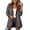 Dark Gray 03, variant on Karymi Patchwork Fake Sherpa Fleece Jackets for Women, Faux Leather Trim Lapel Collar Snap‑Button Casual Winter Plush Jacket