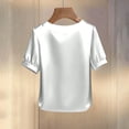 thumbnail image 5 of Turilly Women's Summer Satin Blouse Crew Neck Pearl Embellished Casual Professional Short Sleeve Top, 5 of 5